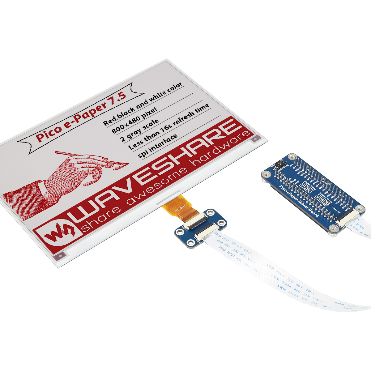 Raspberry Pi 3D Print - โมดูลจอแสดงผล E-Paper E-Ink ขนาด 7.5 นิ้ว
