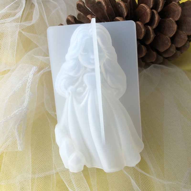 3D Printing Model - 3D น่ารักเจ้าหญิงซิลิโคนเทียนแม่พิมพ์ Angel สาวสบู่เรซิ่นพลาสเตอร์ทําแม่พิมพ์ DIY มนุษย์ช็อกโกแลตเบเกอรี่เครื่องมือตกแต่งบ้านของขวัญ