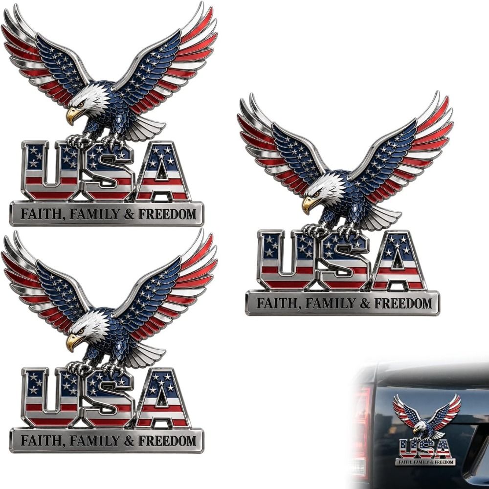 3D Printing Eagle - ตราสัญลักษณ์โลหะนูน 3 มิติ ลายธงชาติอเมริกาและนกอินทรี พร้อมคำขวัญ 