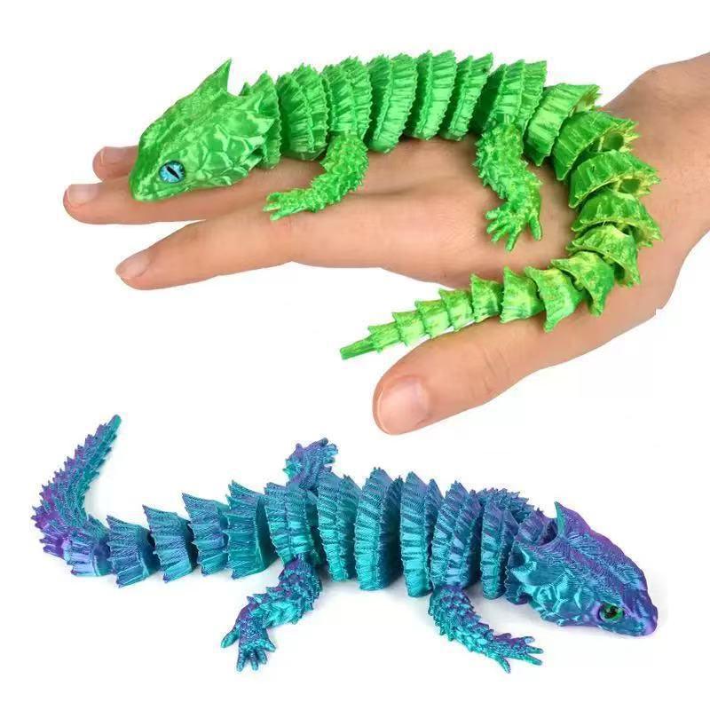 3D Printing App - รูปปั้นการ์ตูนจิ้งจกพิมพ์ 3 มิติ แบบติดกัน หางขยับได้ ของตกแต่งสำหรับโต๊ะทำงาน