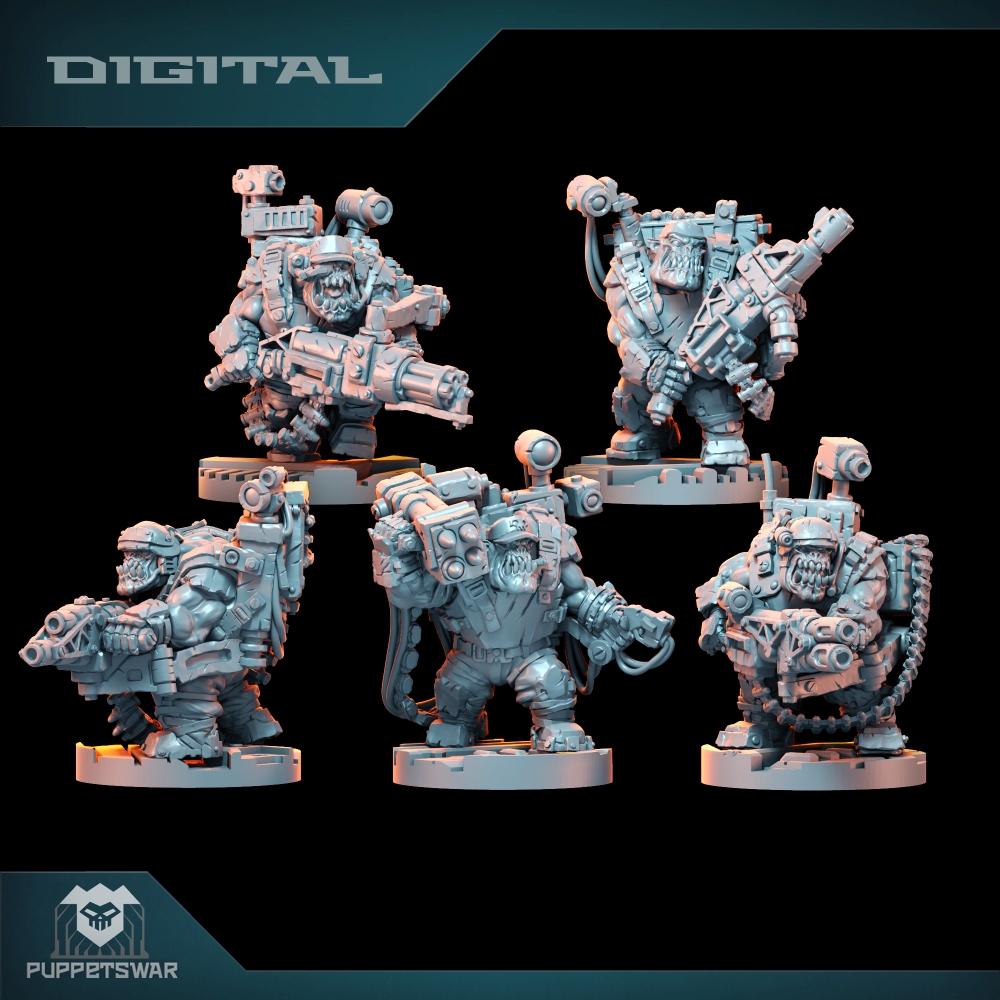 3D Printing App - Orc Ultimate Badasses Squad, ฟิกเกอร์ผิวสีเขียว, วอล์คเกอร์,