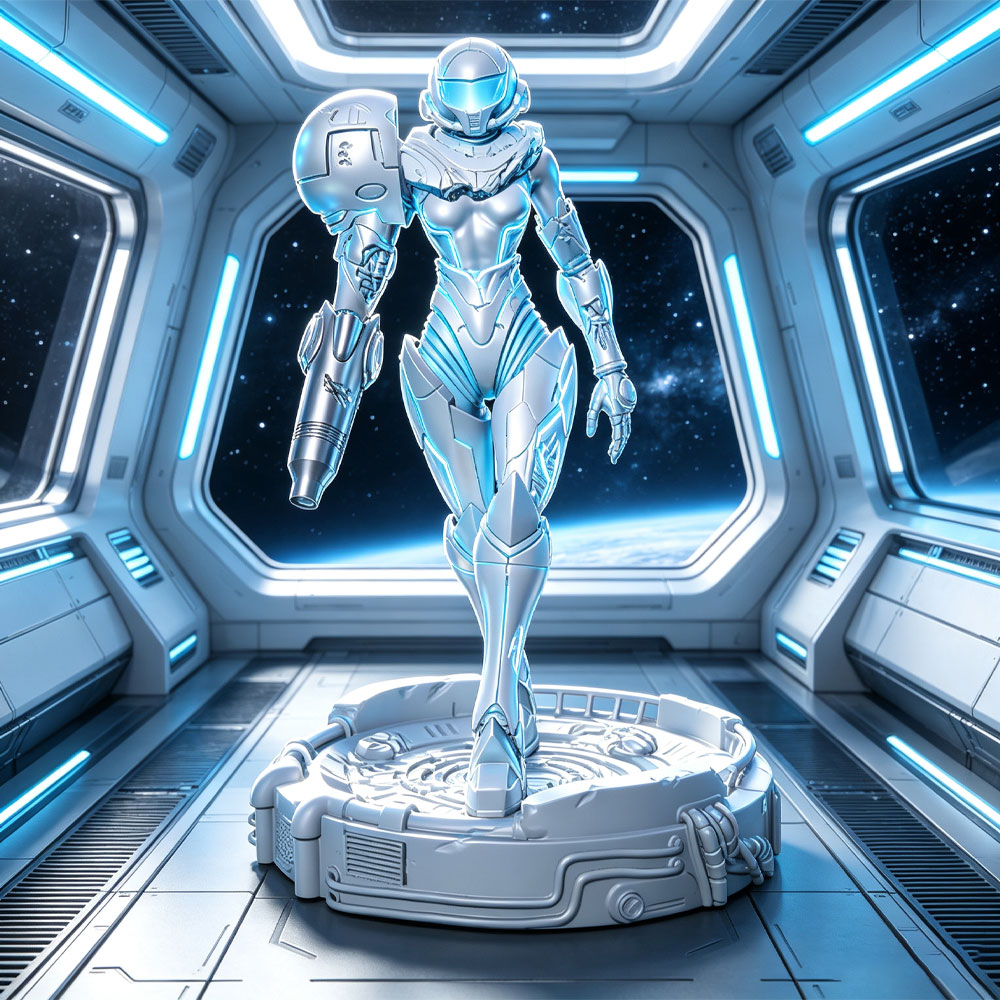 3D Printing App - 1/24 โมเดลนักรบหญิงในชุดเกราะพลังงานไซไฟ, ชุดโมเดลเรซินนักรบหญิง, โมเดลตุ๊กตาขนาดเล็กพิมพ์ 3 มิติสีเทา,