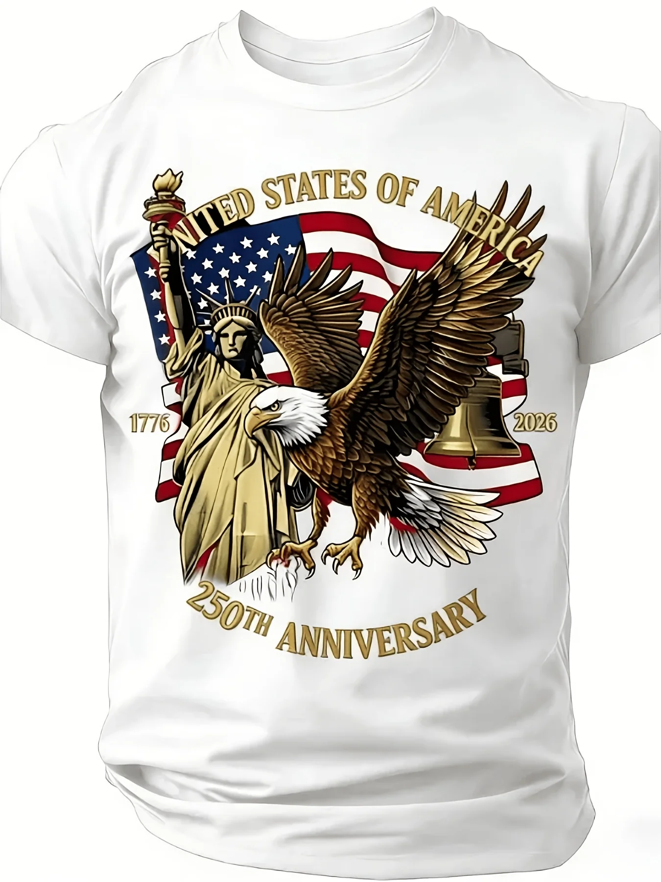 3D Printing Eagle - เสื้อยืดพิมพ์ลายอีเกิลสำหรับผู้ชาย แขนสั้น สไตล์ฮาราจูกุ เสื้อคลุมลำลอง คอกลม เสื้อยืดกีฬา