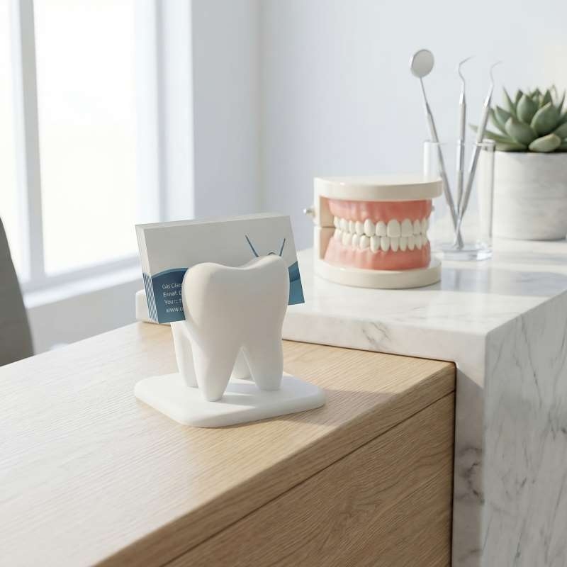 3D Printing Card - ที่ใส่นามบัตรรูปฟันพิมพ์ 3 มิติ สำหรับคลินิกทันตกรรม ตกแต่งโต๊ะต้อนรับและโต๊ะทำงาน