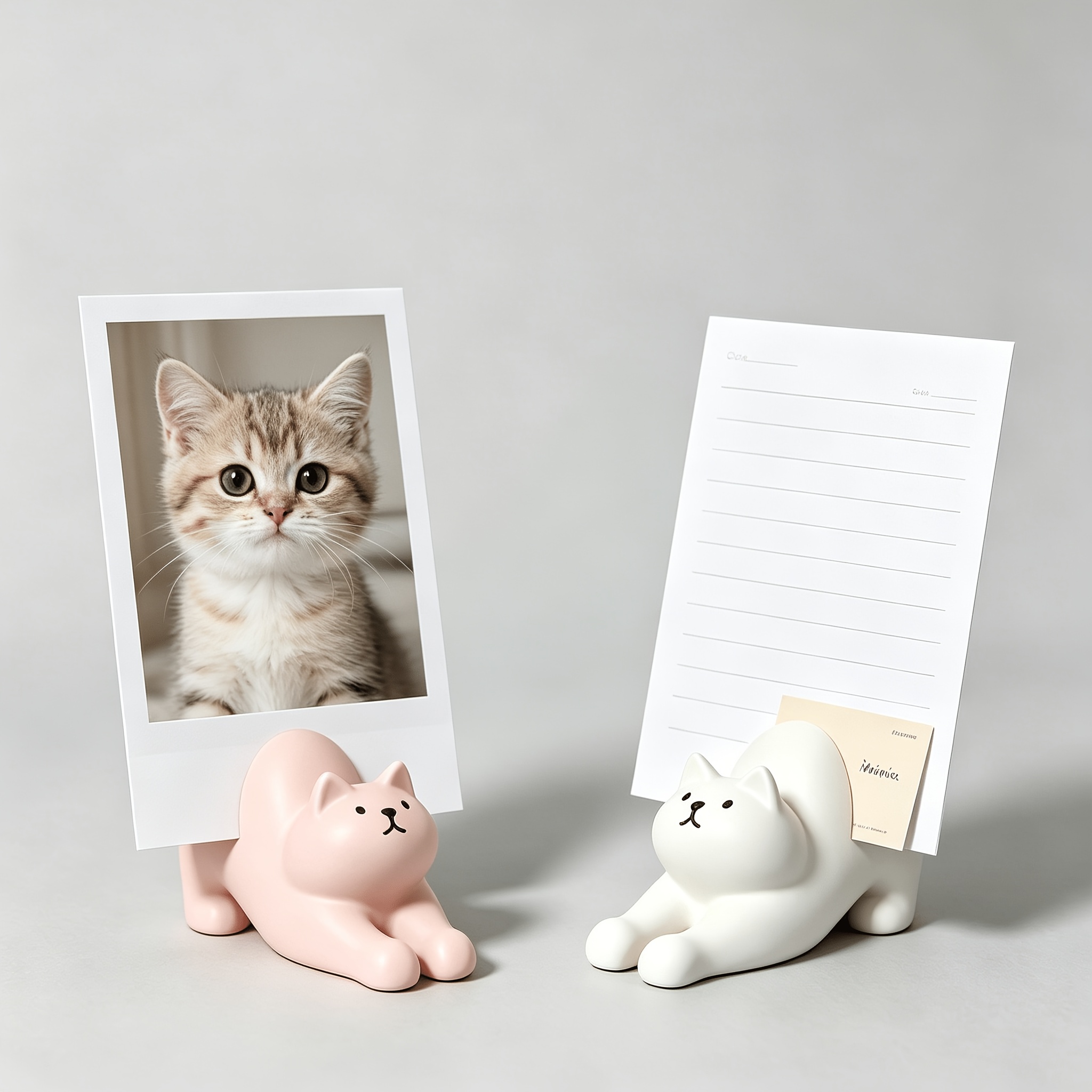3D Printing Card - ที่วางโน้ตสติ๊กเกอร์รูปแมวน่ารักอเนกประสงค์ ที่วางนามบัตรบนโต๊ะทำงานรูปแมวขี้เกียจ ของตกแต่งโต๊ะทำงานรูปแมวพิมพ์ 3 มิติ