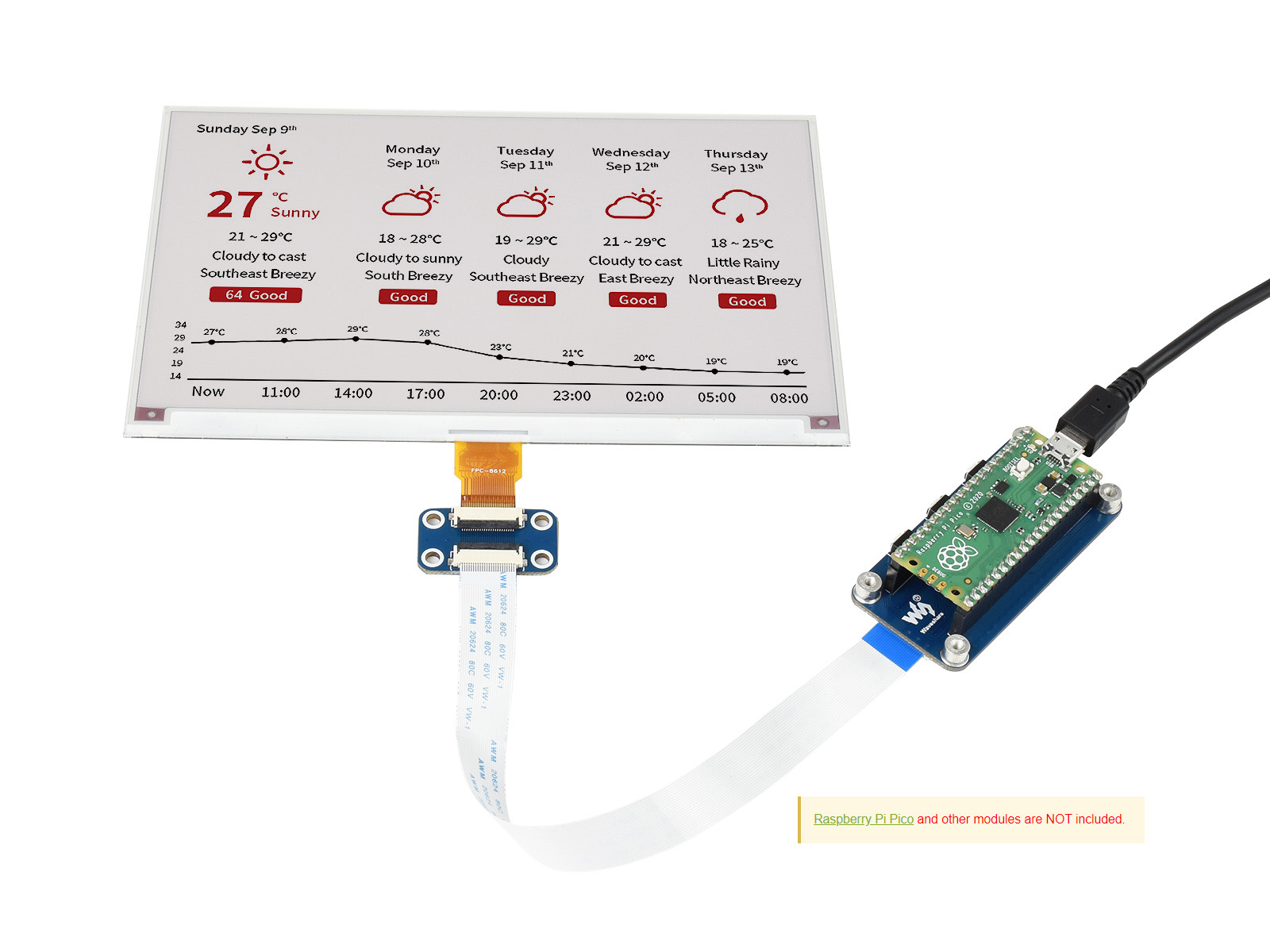 โมดูลจอแสดงผล E-Paper E-Ink ขน - Raspberry Pi 3D Print บทวิจารณ์และราคา