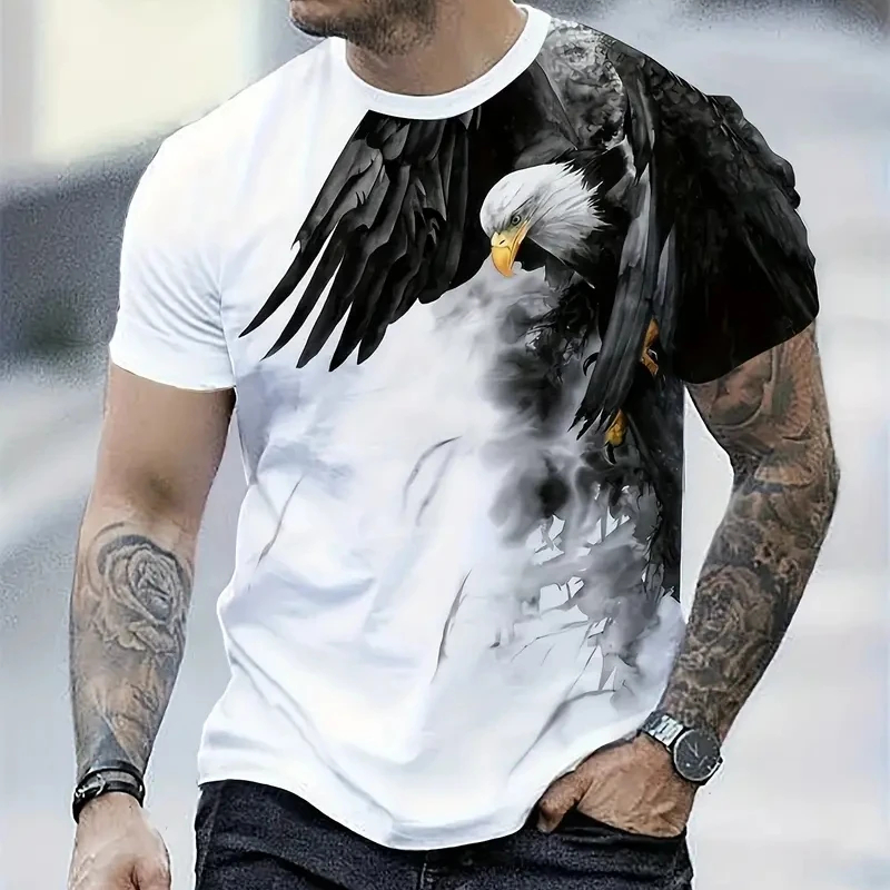 เสื้อยืดสไตล์เรโทรสำหรับผู้ชาย - 3D Printing Eagle บทวิจารณ์และราคา