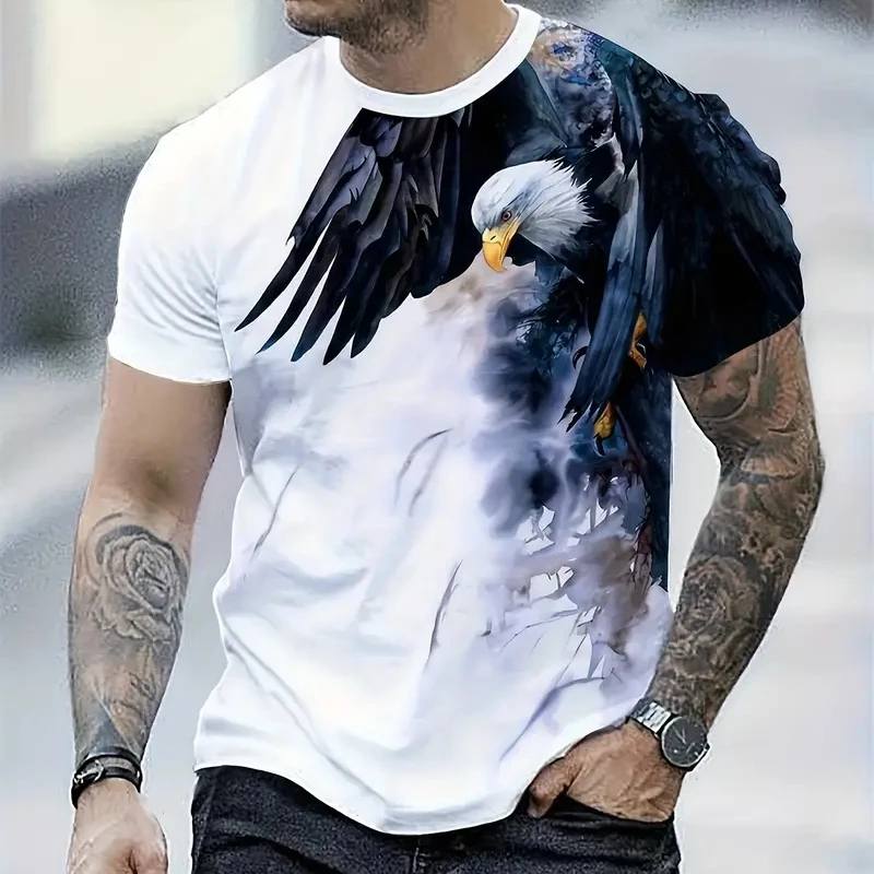 เสื้อยืดสไตล์เรโทรสำหรับผู้ชาย - 3D Printing Eagle บทวิจารณ์และราคา