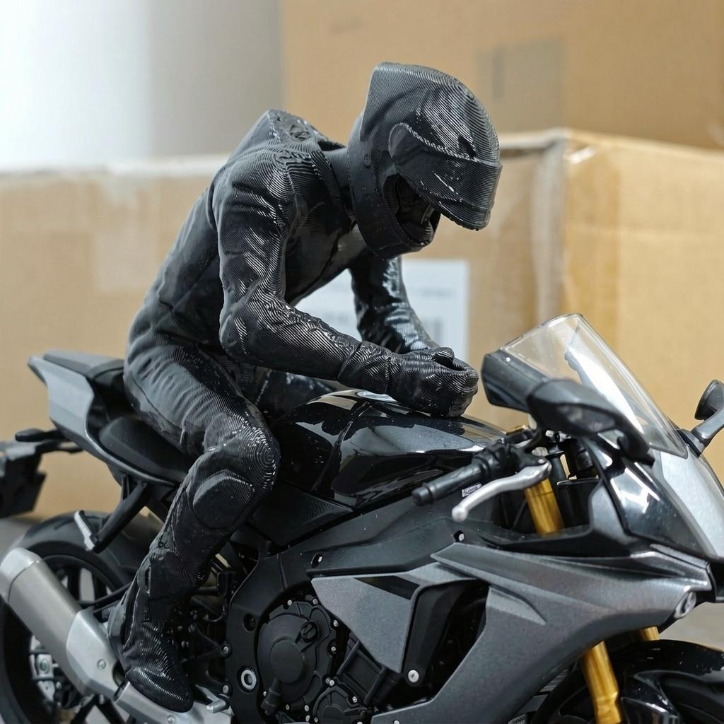 ฟิกเกอร์นักแข่งมอเตอร์ไซค์สีดำ - 3D Printing Pla บทวิจารณ์และราคา